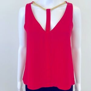 NWOT BCBGMAXMARIA NYDIA TOP IN RED LIPSTICK GRECIAN GODDES GOLD ROPE DETAIL